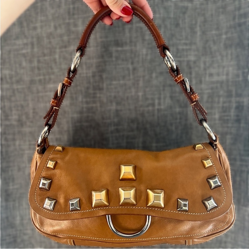 ✨PRADA✨Studded Brown Leather Handbag